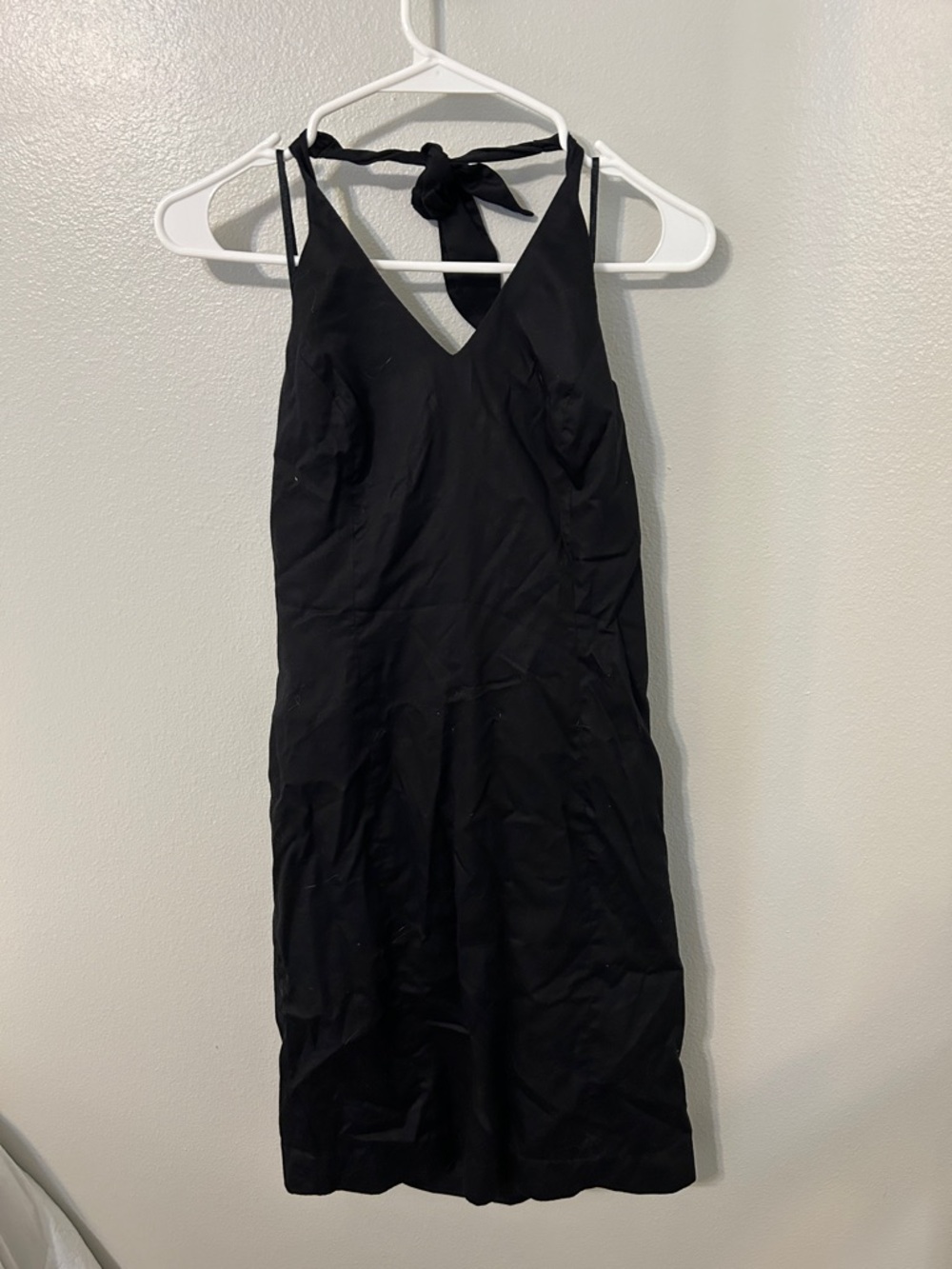 Ann Taylor Black V-Neck Halter Midi Dress